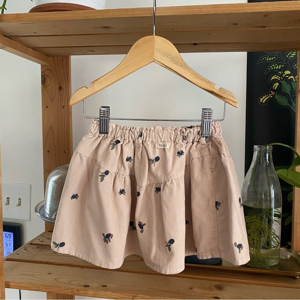BÚHO Milleraies Fruit Floral Print Corduroy Skirt Macadamia Vanilla - Picture 5 of 14